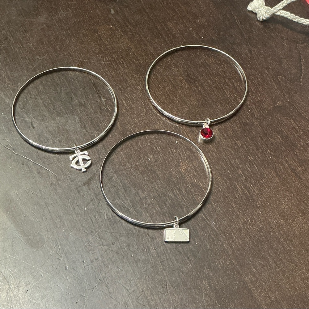 Elegant Silver Bangle Set with Charms